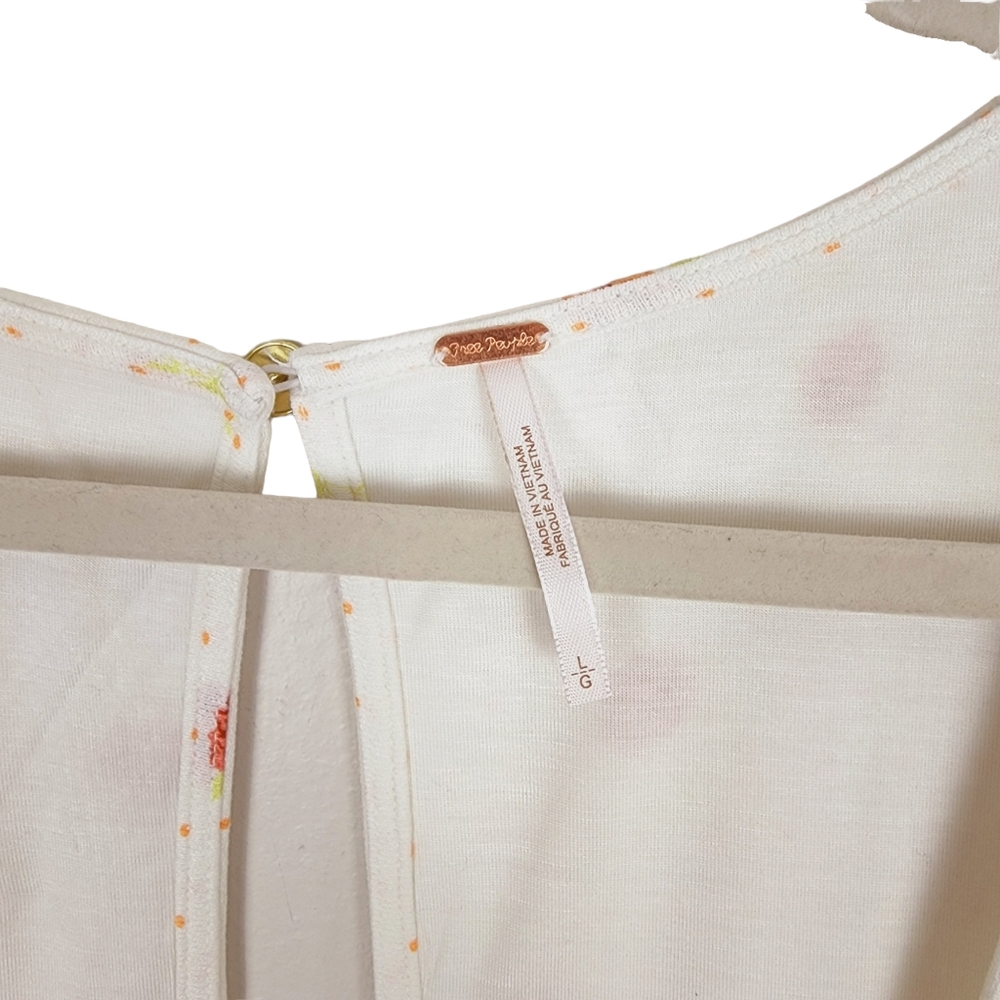 Free People Dress Celia Floral Long Sleeve Mini Ivory Combo L NWT - Picture 4 of 7